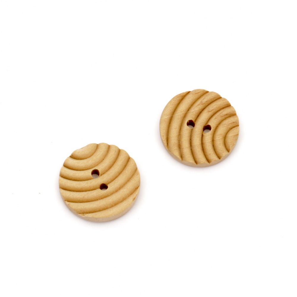 Round wooden flat button 25x5 mm hole 3 mm - 5 pieces