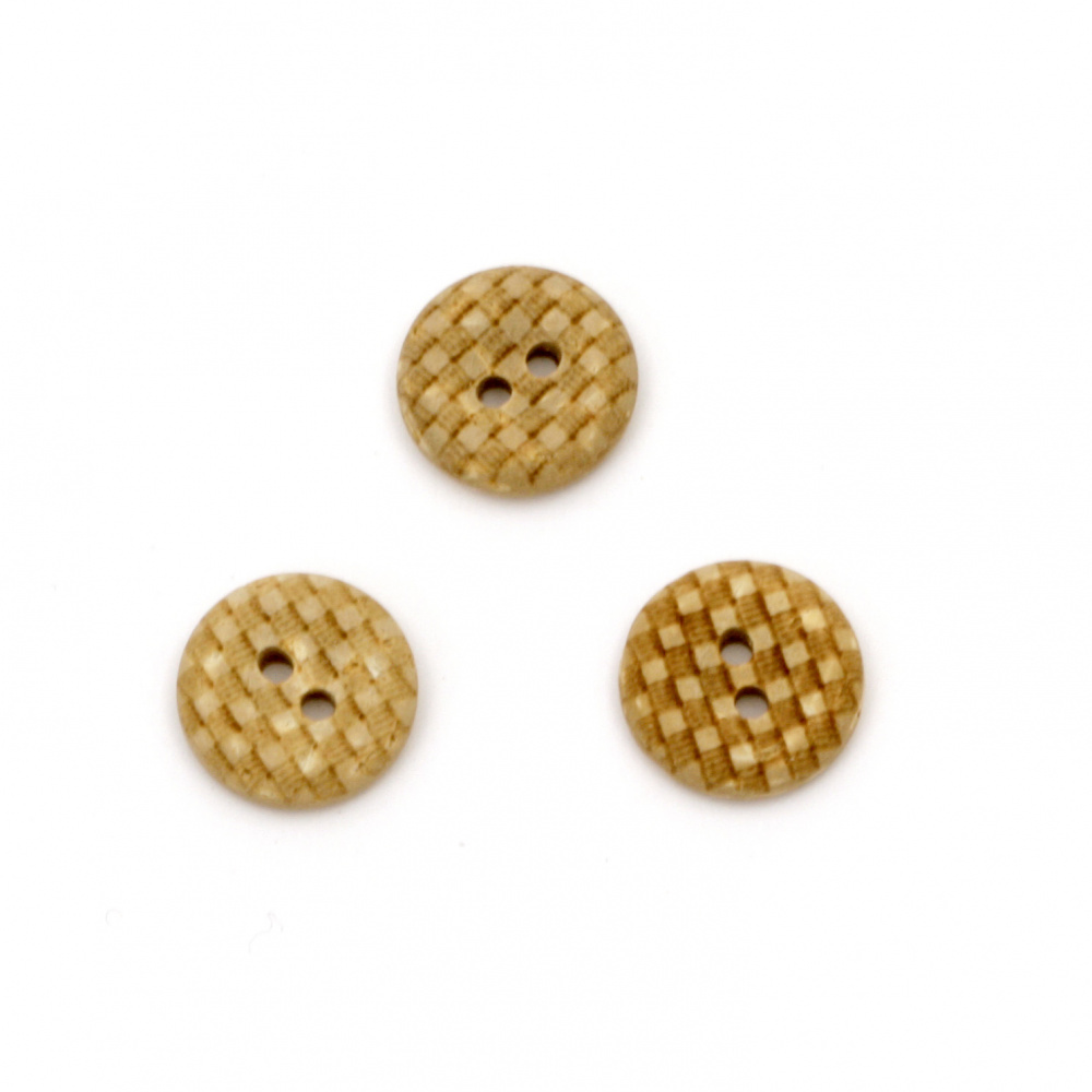 Coconut round flat button 13x3.5 mm hole 2 mm - 10 pieces