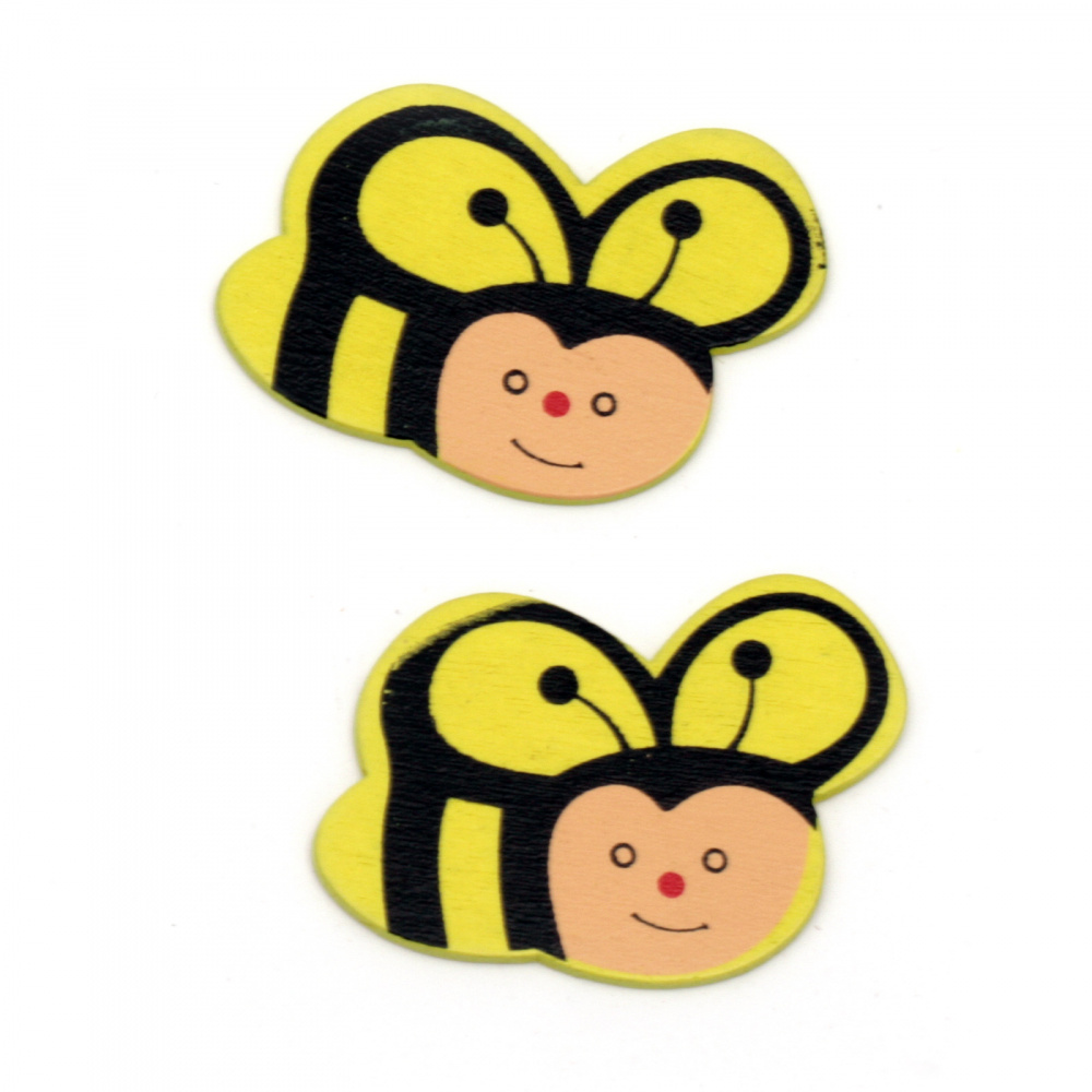 Wooden cabochons bee 40x30x2 mm -10 pieces