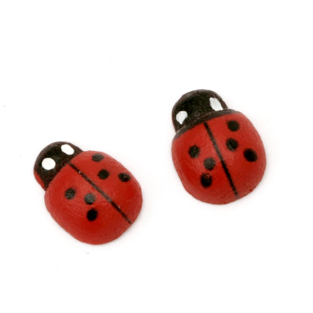 Wooden Decoration Element Ladybug 8x12x4 mm cabochon type painted red - 20 pieces
