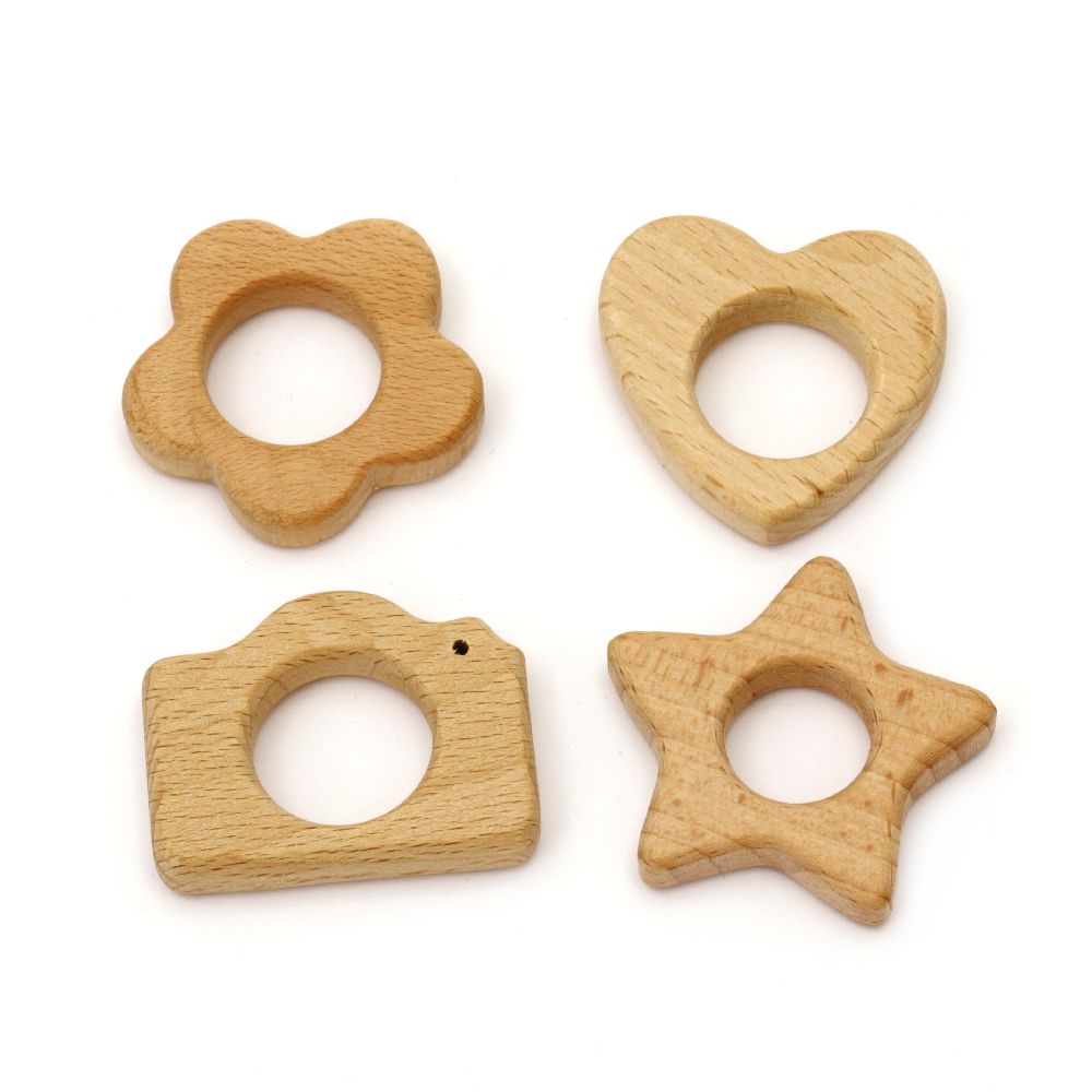 Natural wooden Assorted shapes for DIY Jewelry and Crafts 50~60x40~45x10 mm  color wood - 1 piece