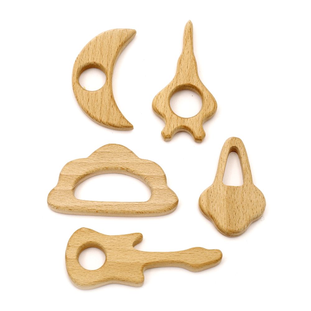 Natural wooden Assorted shapes for DIY Jewelry and Crafts 70~88x45~50x10 mm  color wood - 1 piece