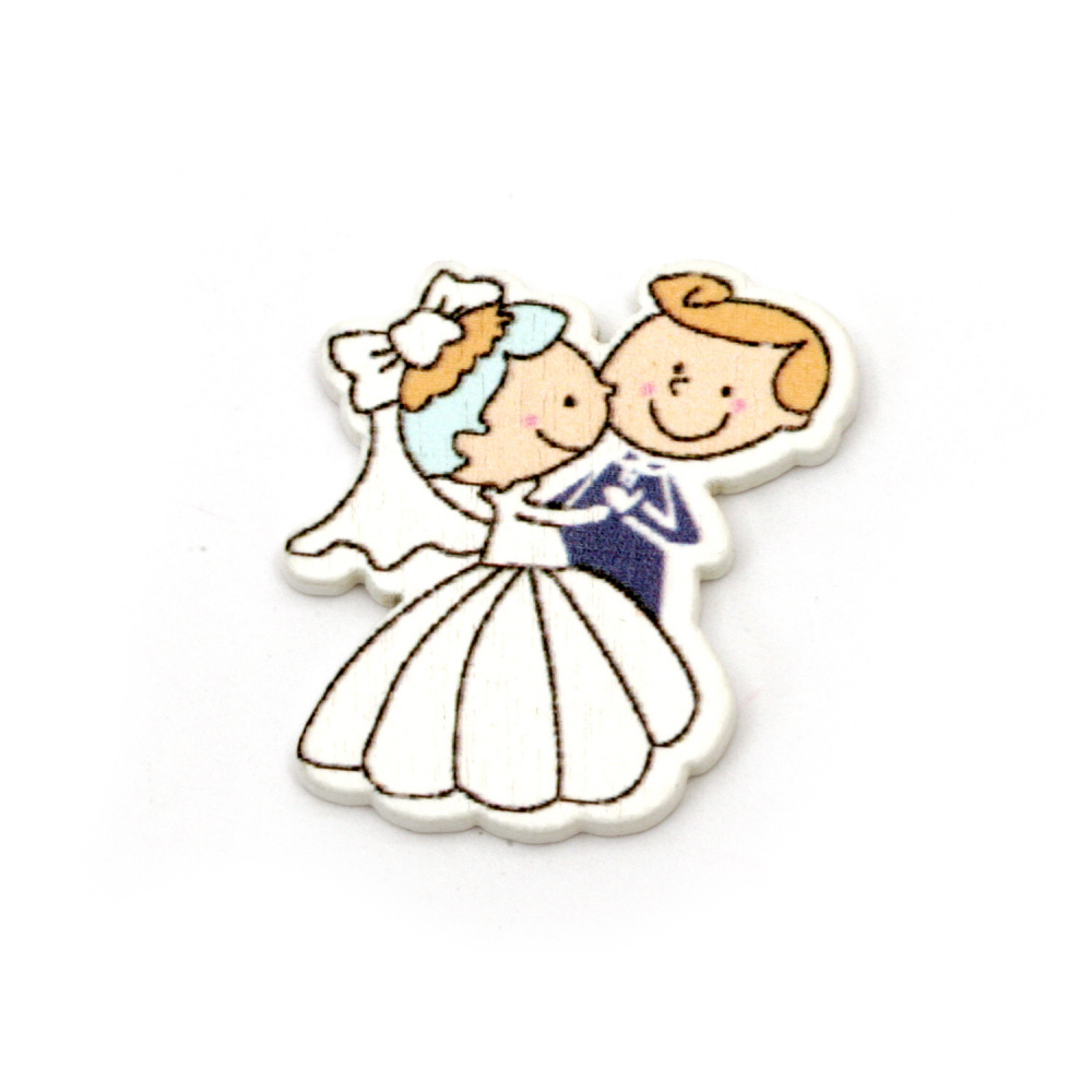 Wooden newlyweds for DIY Crafts 29x26x2 mm type cabochon - 10 pieces