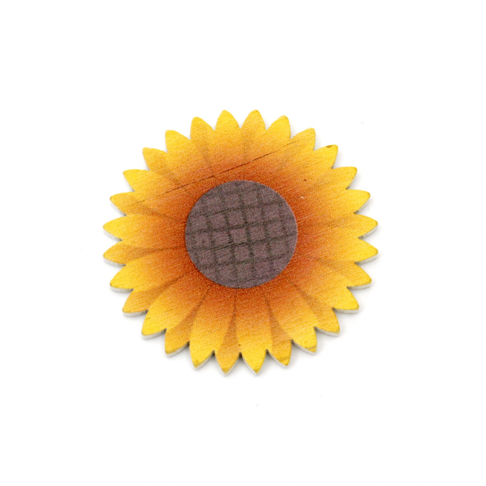 Sunflower Wooden figurine for DIY Jewelry and Crafts 39x2 mm cabochon type - 10 pieces