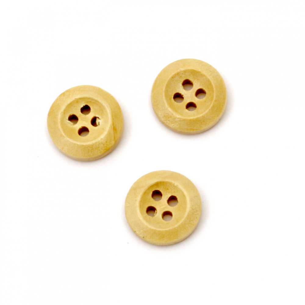 Round wooden flat button 12x3 mm hole 1.5 mm - 20 pieces