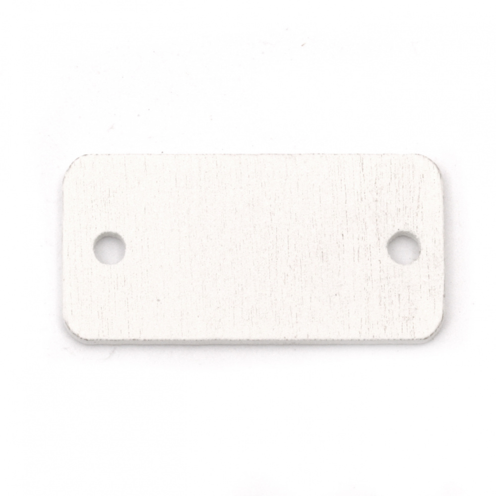 Wooden Connector tile for decoration 30x15x2 mm hole 2.5 mm white  - 10 pieces