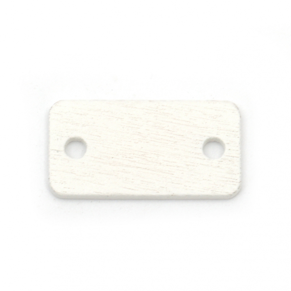 Wooden Connector . tile for decoration 23x12x2 mm hole 2.5 mm white - 10 pieces