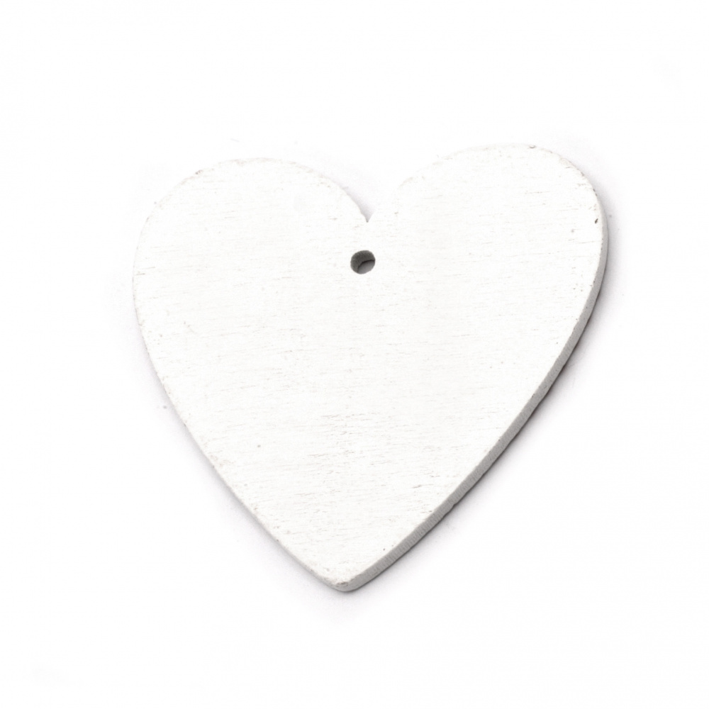 Pendant heart 50x48x2.5 mm hole 2.5 mm white with Christmas motifs - 5 pieces