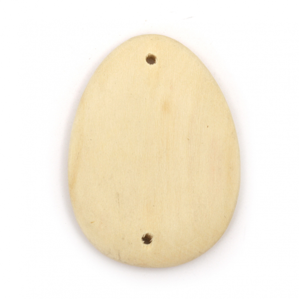 Wooden Connector oval 48x36x7 mm hole 2 mm color wood - 2 pieces