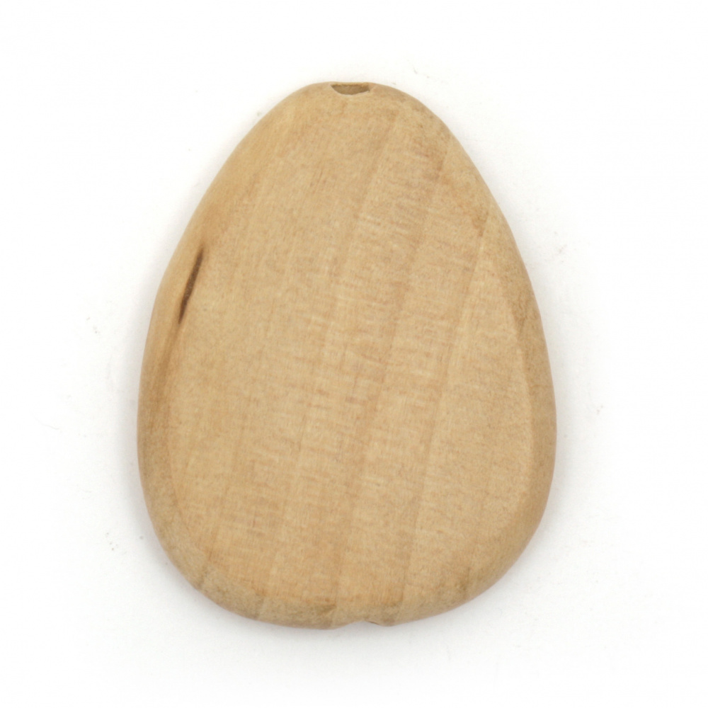 Natural unfinished wooden oval bead for DIY Jewelry and Crafts 46x35x7 mm hole 3 mm color natural - 2 pieces