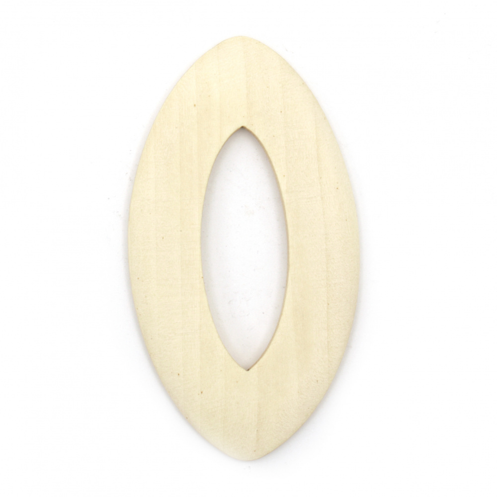 Natural unfinished wooden ellipse bead for DIY Jewelry and Crafts   67x37x4 mm color wood - 2 pieces