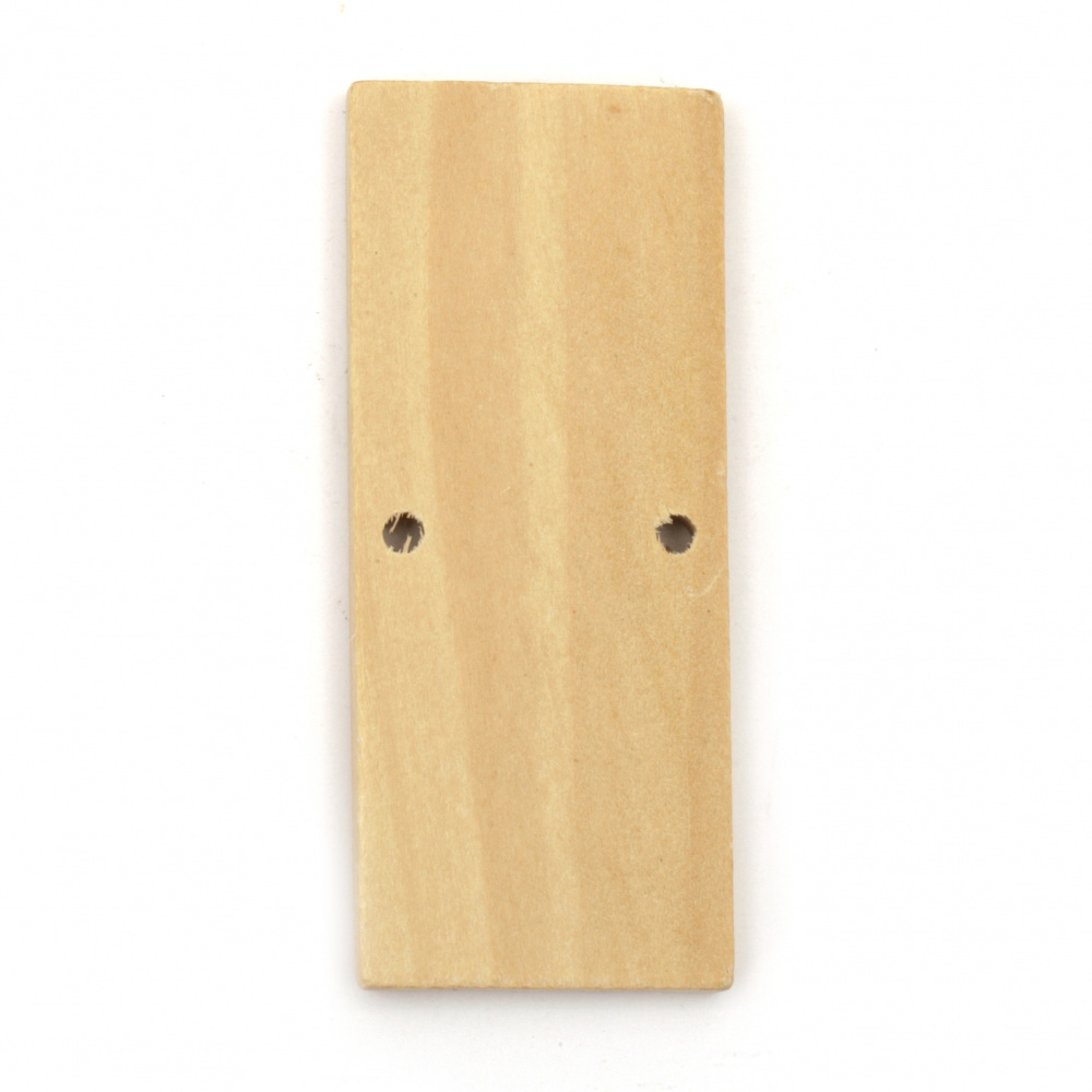 Wooden Connector rectangle 64x27x5 mm hole 3 mm color wood - 2 pieces