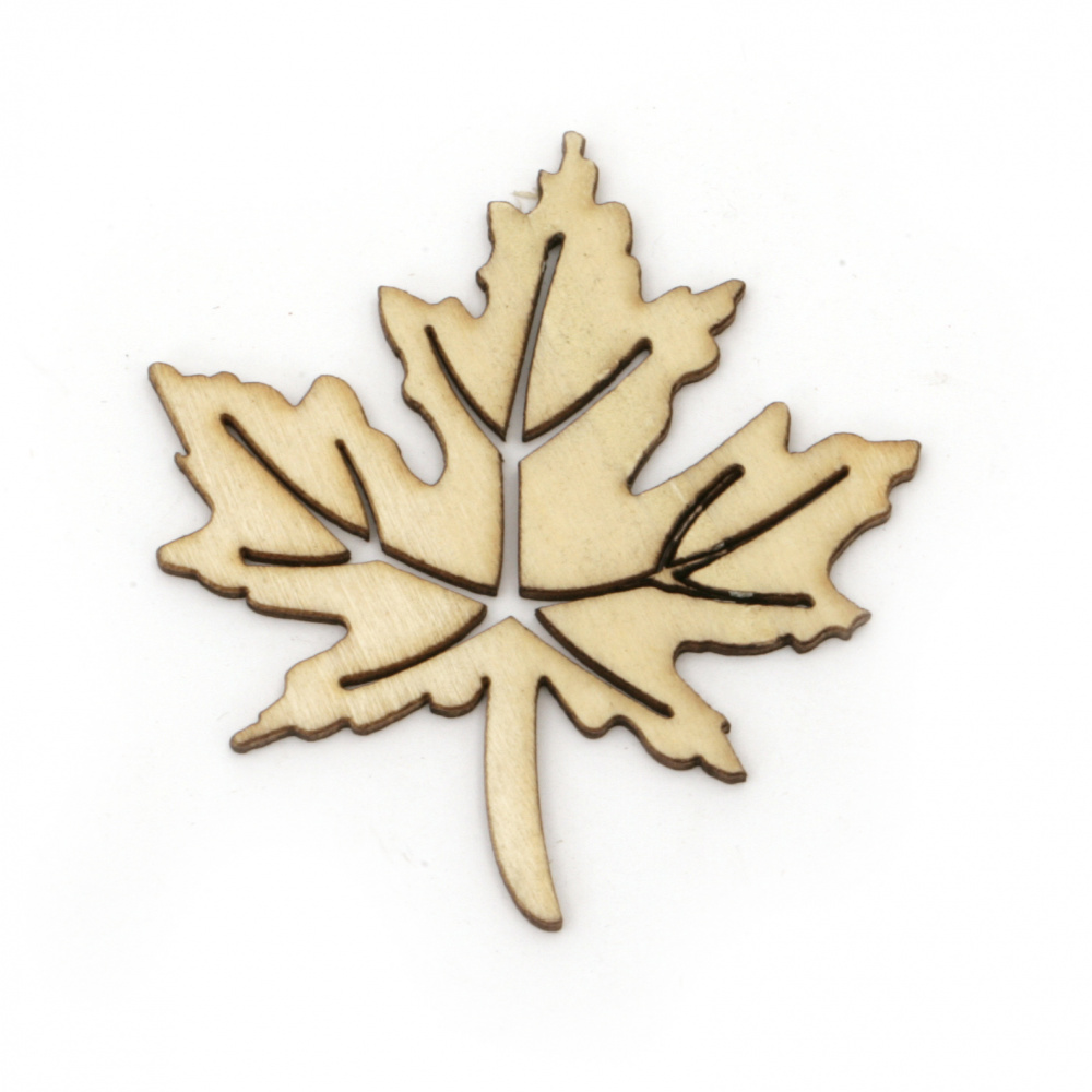 Wooden Figurine leaf 56x52x2 mm color wood  - 5 pieces