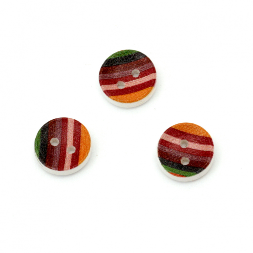 Wood button circle 12x4 mm hole 1.5 mm color -10 pieces