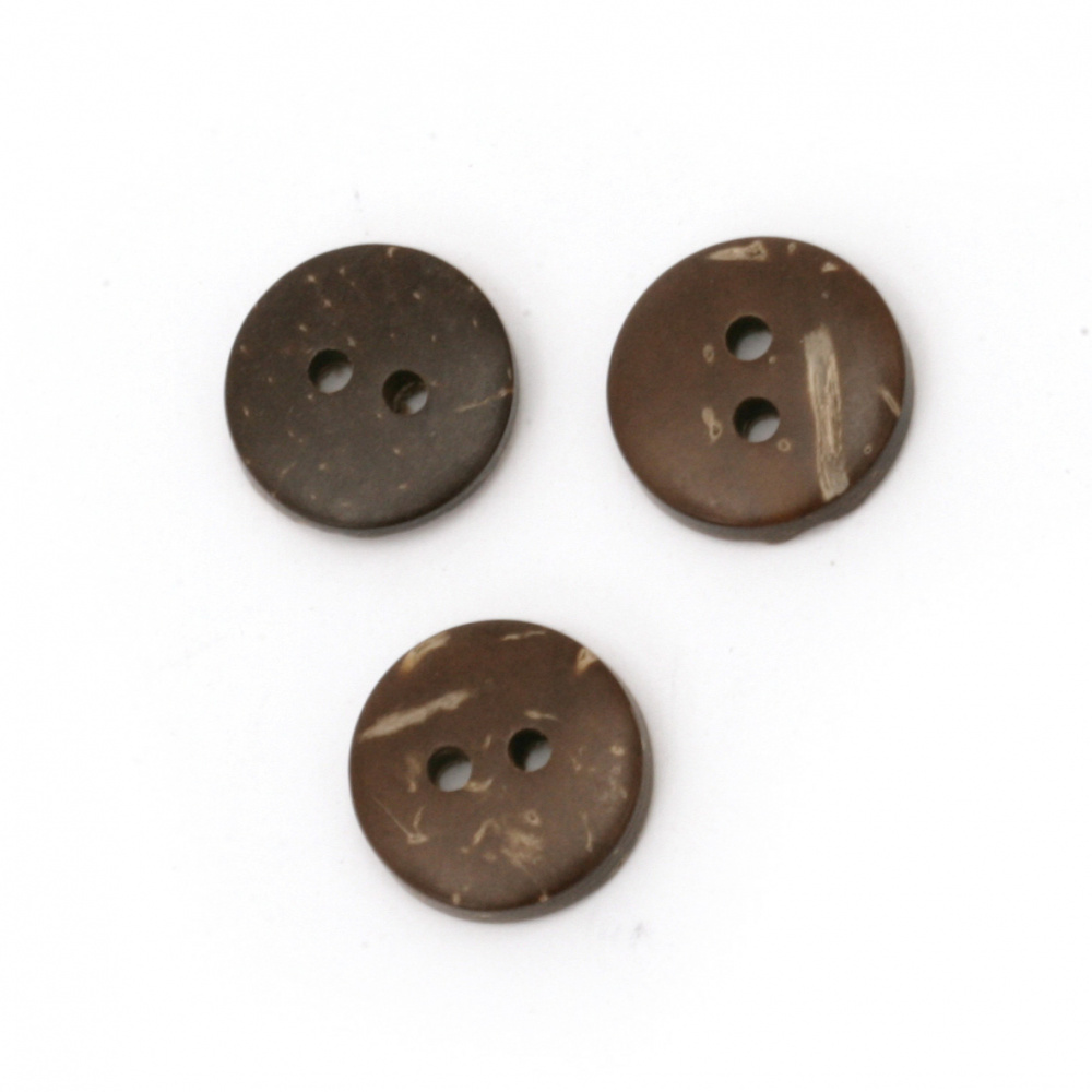 Natural Coconut Button 13x3 mm, hole 1 mm - 20 pieces