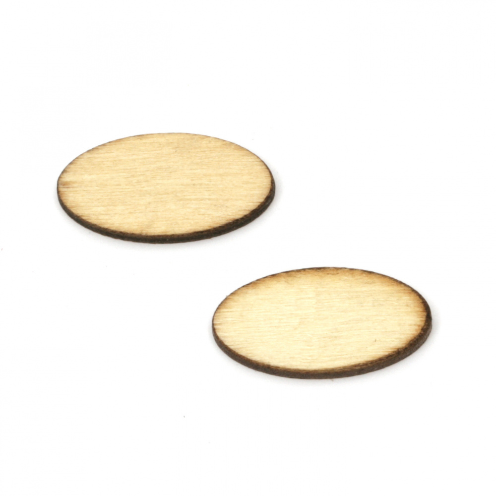 Figură din lemn oval 24x12x2,5 mm tip cabochon culoare lemn -10 bucăți