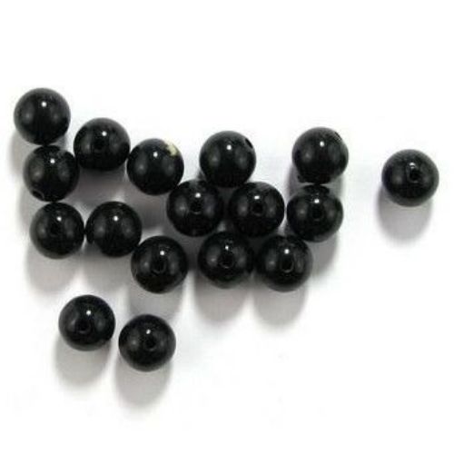 Acrylic round solid beads for jewelry making 12 mm hole 2 mm black - 50 grams ~ 50 pieces