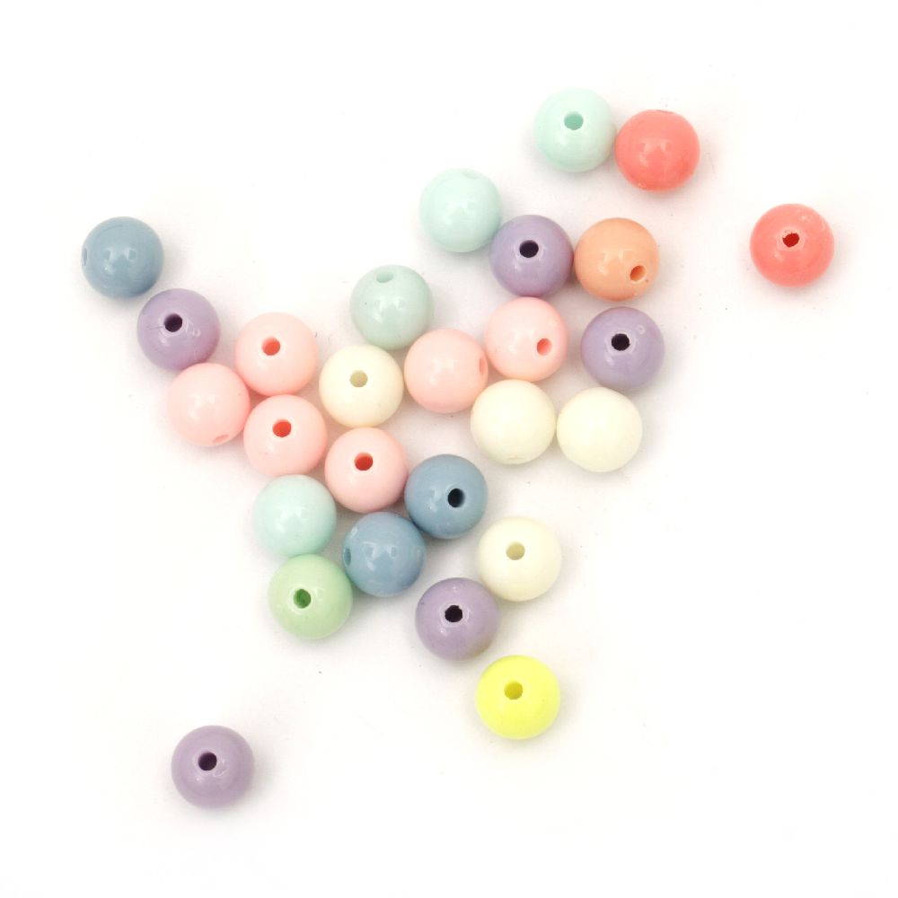 Acrylic round solid beads for jewelry making 8 mm hole 1 mm mixed colors - 50 grams ~ 170 pieces
