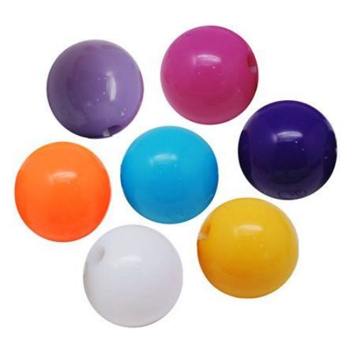 Acrylic round solid beads for jewelry making 14 mm hole 1 mm mixed colors - 50 grams ~ 32 pieces