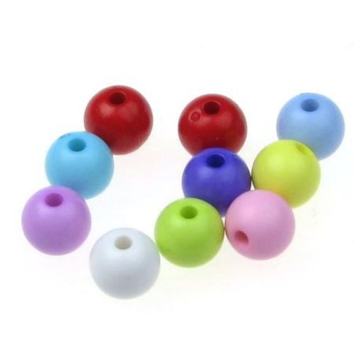 Acrylic round solid beads for jewelry making 8 mm hole 2 mm mixed colors - 50 grams ~ 180 pieces