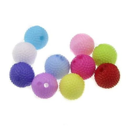 Acrylic round solid beads for jewelry making, rough 8 mm hole 1.5 mm mixed colors - 50 grams ~ 170 pieces