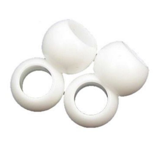 Solid Plastic Cylinder Bead, 12x9 mm, Hole: 7 mm, White - 50 grams