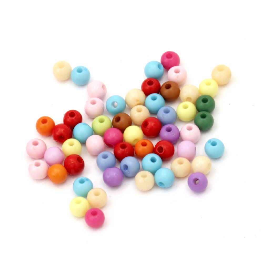 Acrylic round solid beads for jewelry making 4 mm hole 1 mm mixed colors - 20 grams ~ 580 pieces