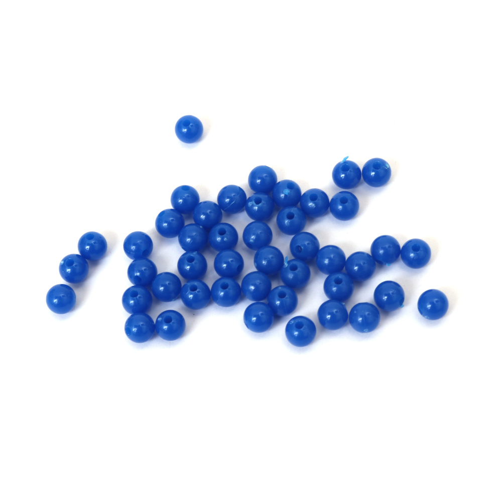 Mărgele solide, formă sferică, 6 mm, gaură 1 mm, culoare albastru închis – 20 grame, ~190 bucăți