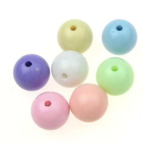 Acrylic round solid beads for jewelry making 12 mm hole 2 mmmixed colors - 50 grams ~ 45 pieces