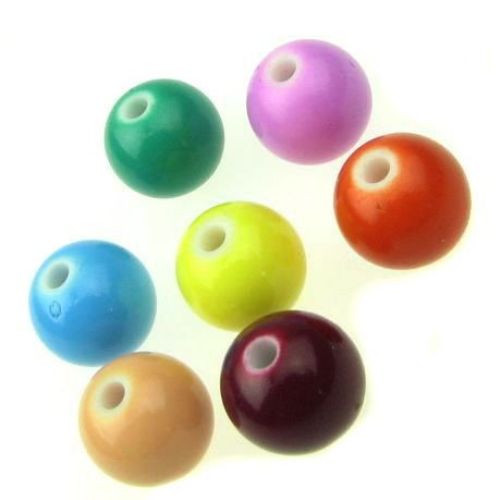 Solid Plastic Ball, 12 mm, Hole: 2 mm, MIX -50 grams ~ 54 pieces