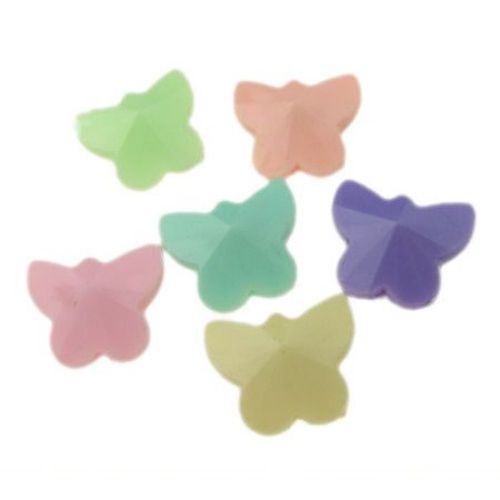 Acrylic butterfly solid beads for jewelry making 14x12x7 mm hole 2 mm mixed colors - 50 grams