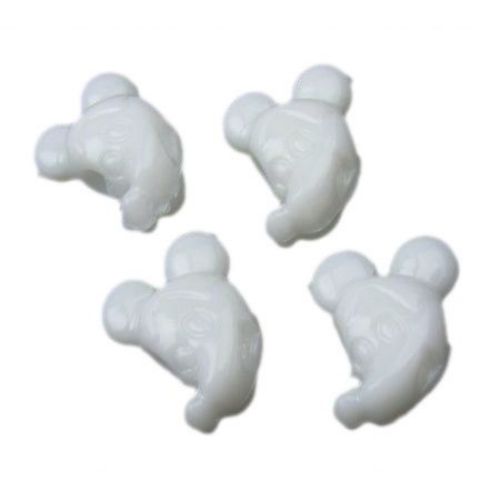 Solid Plastic Bead / Mickey Mouse, 18x14 mm, Hole: 5 mm, White -50 grams ~ 50 pieces