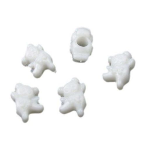 Solid Plastic Bead for DIY Children Accessories / Cartoon Mouse, 18x14 mm, Hole: 5 mm, White -50 grams ~ 50 pieces
