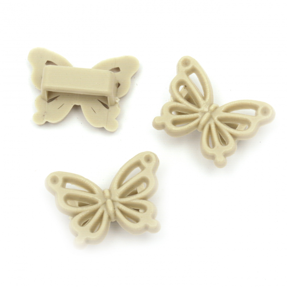 Solid Plastic Slide Bead / Butterfly, 18x25x9 mm, Hole: 13.5 mm, Ivory -20 grams ~ 23 pieces