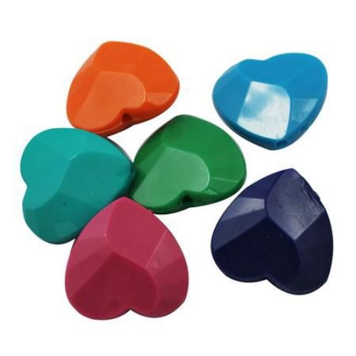 Acrylic heart solid bead for jewelry making 20x20.5x8 mm hole 2 mm color - 50 g. ~ 30 pieces
