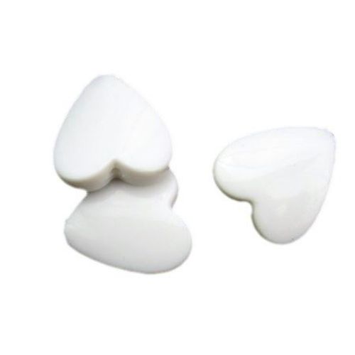 Acrylic heart solid bead for jewelry making 20x20x6 mm hole 2 mm white - 50 grams ~ 27 pieces