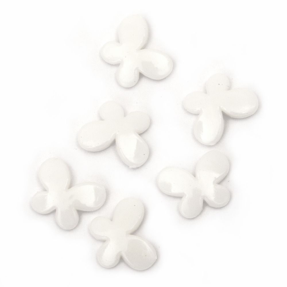 Acrylic butterfly solid bead for jewelry making  17x13x4 mm hole 1 mm white - 50 grams ~ 120 pieces