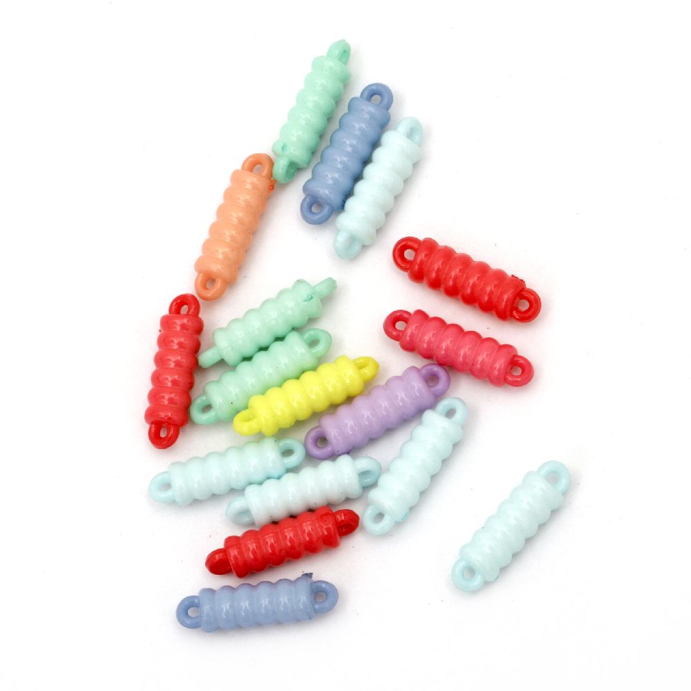 Acrylic spiral solid bead for jewelry making 20x6 mm holes 1.5 mm mixed colors - 50 grams ~ 135 pieces