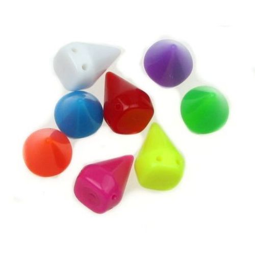 Colorful Acrylic Cone Bead with Two Holes, 12x17 mm, Holes: 2 mm, MIX -50 grams