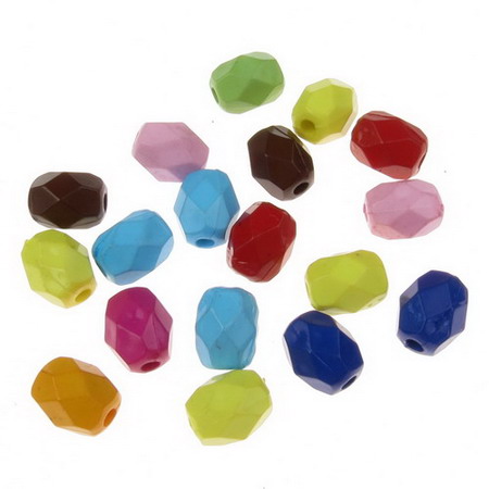 Acrylic cylinder solid bead for jewelry making, polyhedron 8x7 mm hole 1 mm mix - 50 grams ~ 200 pieces