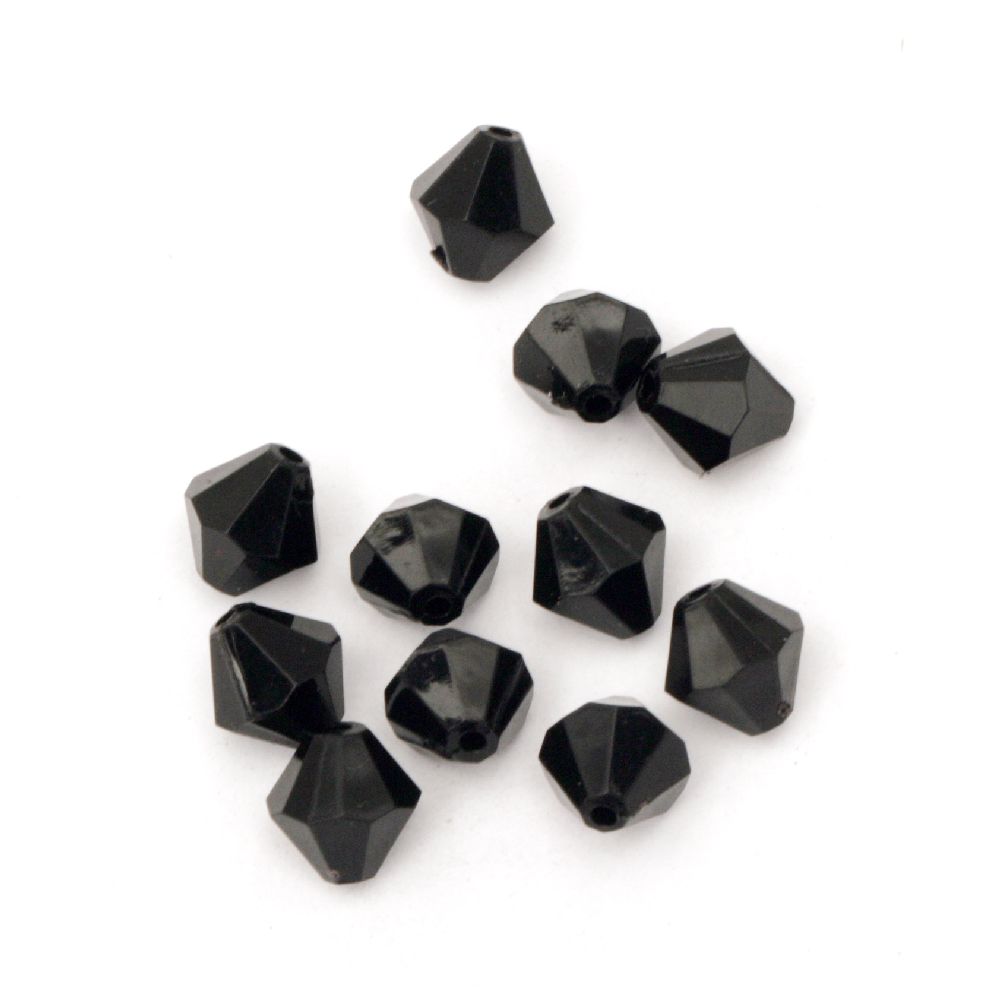 Margele cristal  10 mm gaură 1 mm negru - 50 grame ~ 120 bucăți