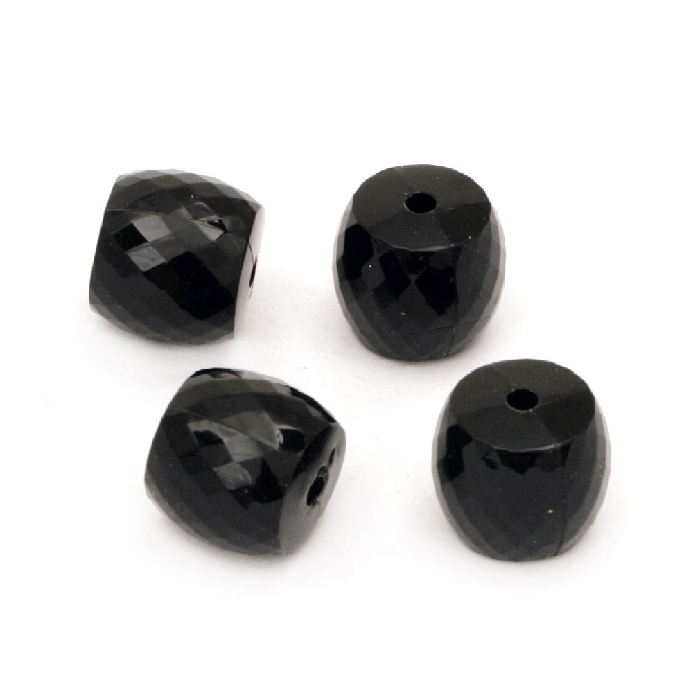 Acrylic solid bead for jewelry making, faceted 14x15 mm hole 2 mm  black - 50 grams ~ 20 pieces