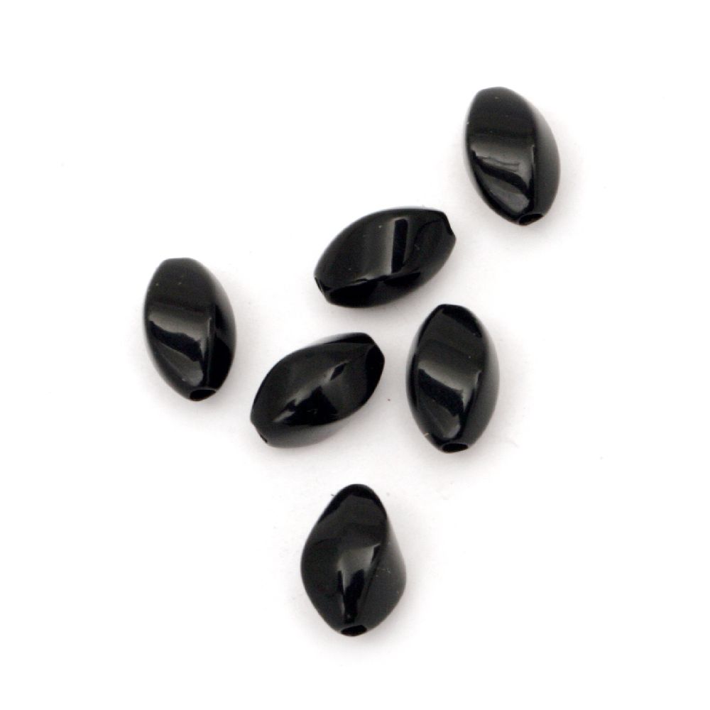 Acrylic twisted oval  solid bead for jewelry making 12.5x8 ~ 9 mm hole 1.5 mm - 50 grams ~ 100 pieces