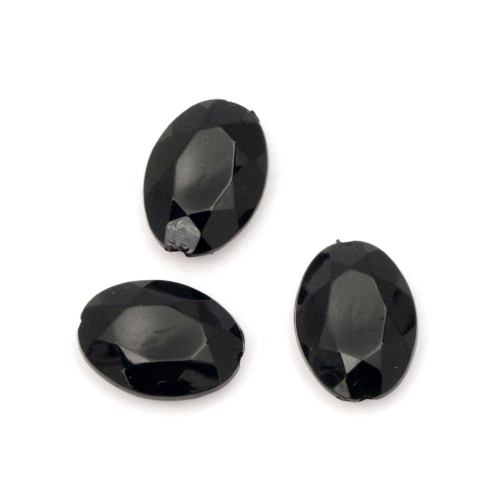 Acrylic oval solid bead for jewelry making, faceted 18x13x6 mm hole 1 mm black - 50 grams ~ 55 pieces