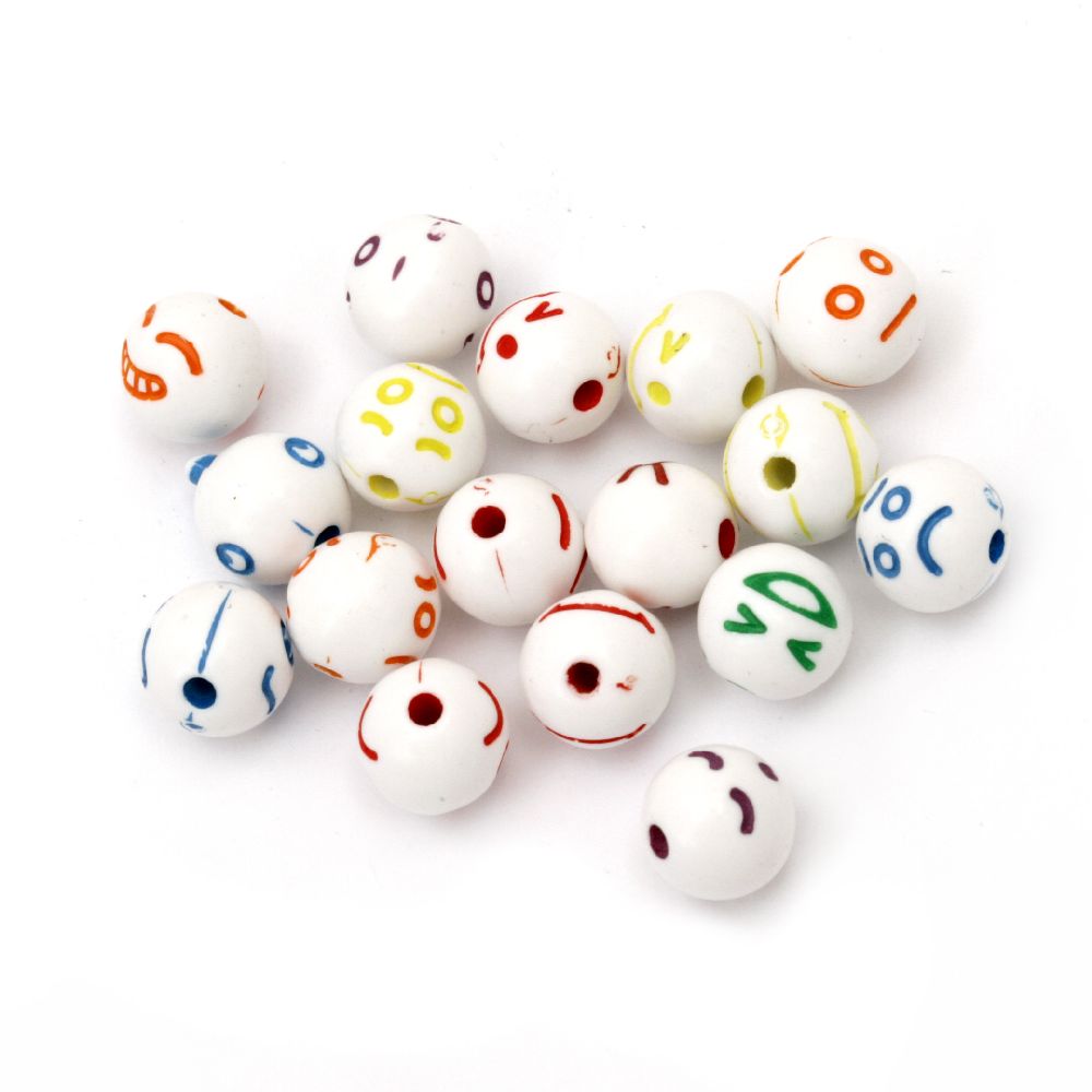 Ball emoticons Bead Faded Color 8 mm hole 1 mm mix - 20 grams ~70 pieces