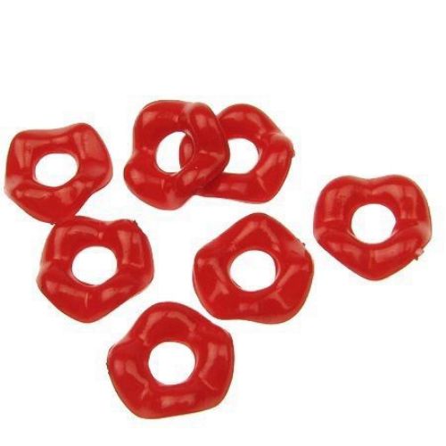 Acrylic circle solid bead for jewelry making 12.5x2.5 mm hole 5 mm red - 50 grams ~ 190 pieces