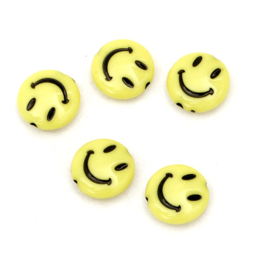 Solid coin bead with smile 13.5x5 mm hole 1 mm yellow - 50 grams ± 85 pieces