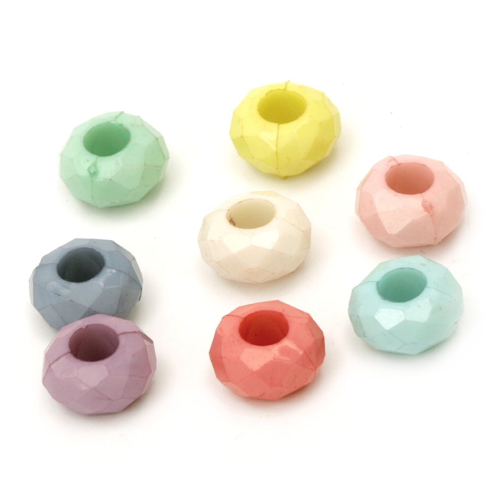 Acrylic washer solid bead for jewelry making, abacus 14x7.5 mm hole 5 mm mix - 50 grams ~ 65 pieces