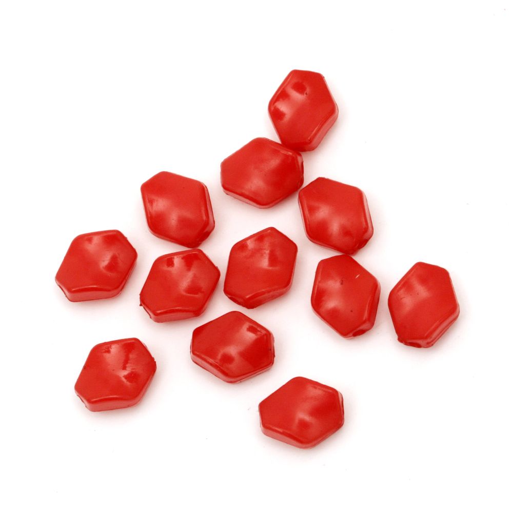 Solid Plastic Bead / Abstract Figurine, 11x10x5 mm, Hole: 1 mm, Red -20 grams ~ 65 pieces
