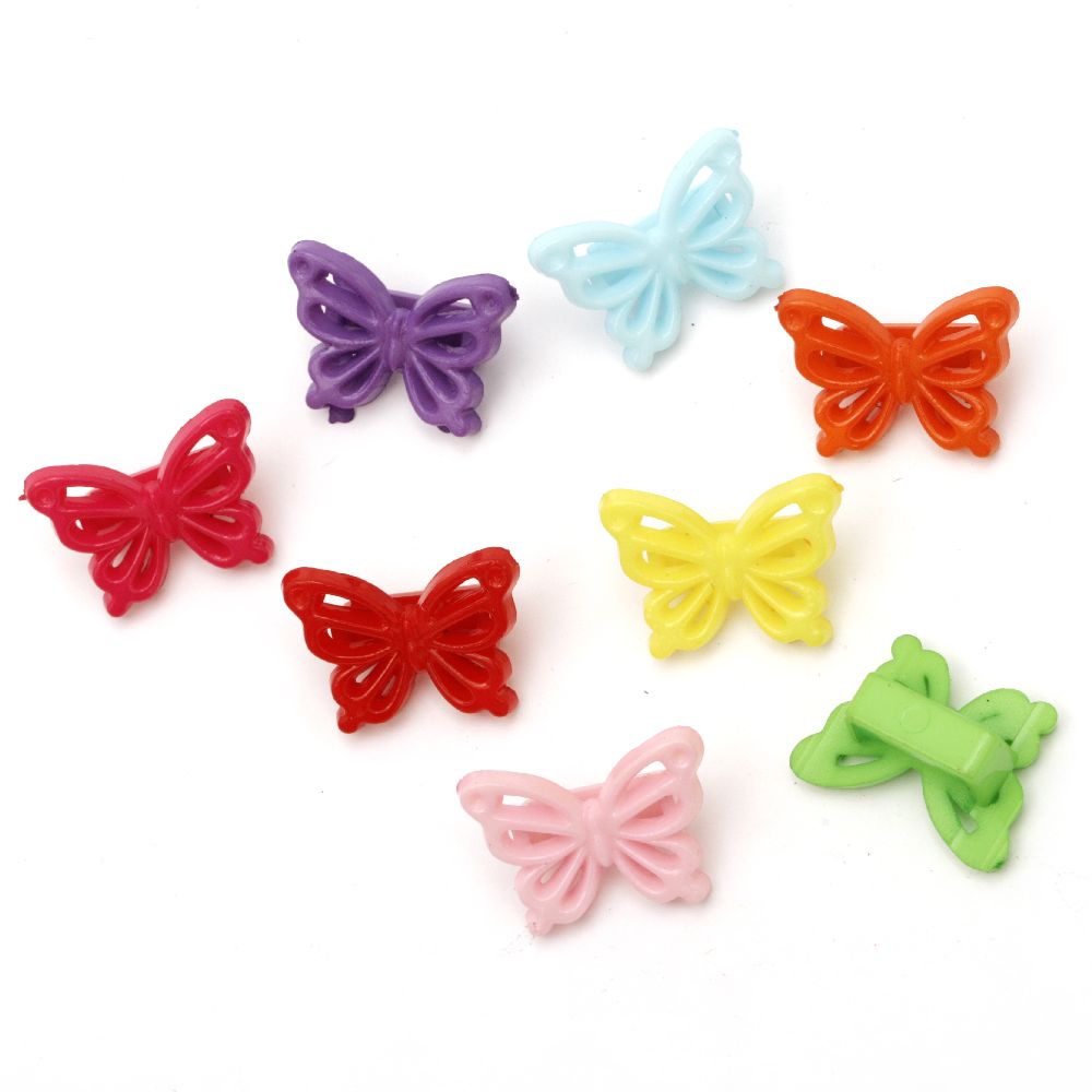Acrylic butterfly solid bead for jewelry making 18x25x9 mm hole 13.5 mm mix - 50 grams ~ 52 pieces